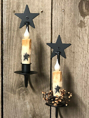 Details about   Amish Wrought Iron Star Candle Sconces (PAIR) - Candle Holders for Timers | eBay US