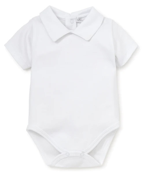 White Kissy Basics Short Sleeve Collar Bodysuit | Kissy Kissy