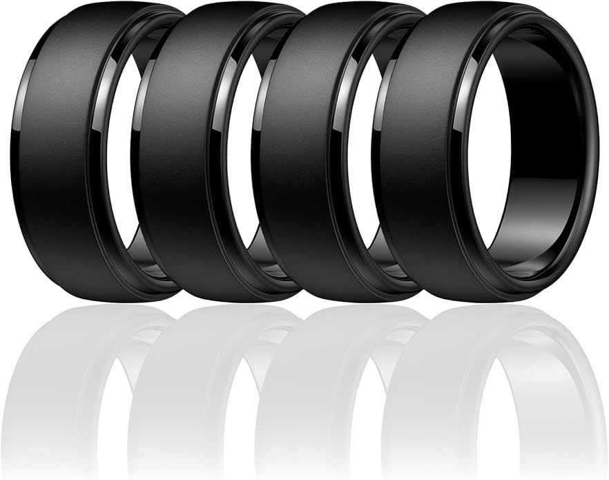 Egnaro Men's Silicone Wedding Rings: Classic Black Style Rubber ring - Hypoallergenic for Gym/Out... | Amazon (US)