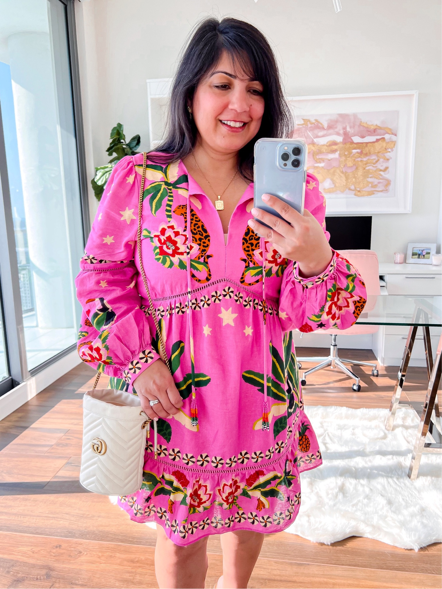 open lace back dress Pink Beauty Bouquet Puff Sleeve Mini Dress – FARM Rio