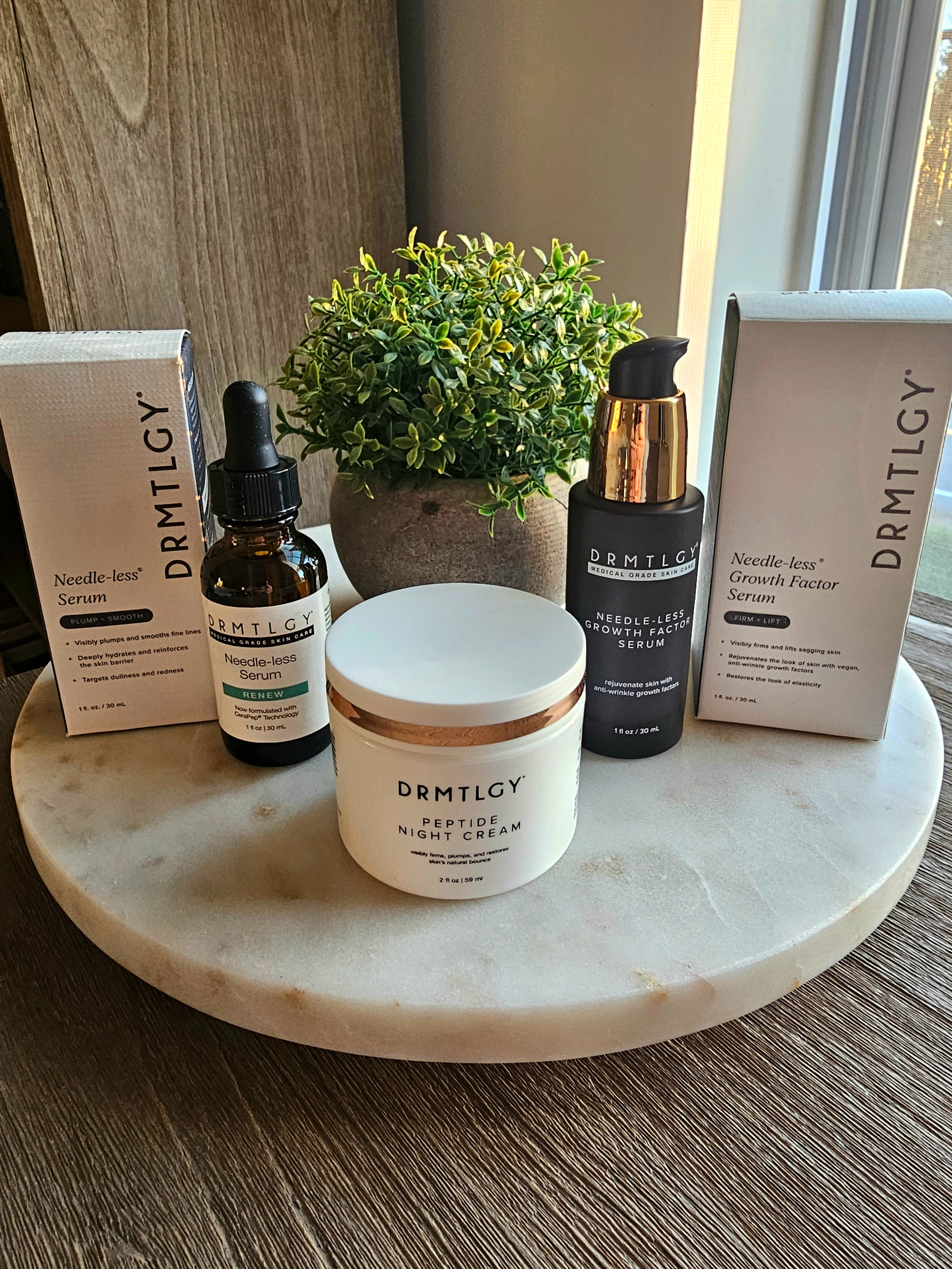 Your skin, but smoother, firmer, and glowing. ✨

My current nighttime trio from DRMTLGY that’s doing the most for texture, fine lines, and overall skin health:

💧 Needle-less Serum (Renew)
Think of this as your skin-smoothing prep step. It helps plump, refine texture, and boost hydration while calming redness.

✨ Needle-less Growth Factor Serum (Repair)
This is where the magic happens— supports collagen production, improves elasticity, and visibly firms + lifts over time.

🌙 Peptide Night Cream
Locks everything in while you sleep. Deeply nourishing, helps restore the skin barrier, and leaves you waking up with that soft, bouncy glow.

How I apply (PM routine):

-Cleanse skin thoroughly
-Apply Needle-less Serum (lightweight, absorbs quickly)
-Follow with Needle-less Growth Factor Serum (focus on areas of concern)
-Seal it all in with Peptide Night Cream.

Why I love this combo:
✔️ Smooths fine lines + texture
✔️ Boosts firmness + elasticity
✔️ Deep hydration without heaviness
✔️ Supports long-term skin health

Consistency is everything with skincare—and this lineup makes it easy.

🤍 Skincare created by Dermatologists. 🤍

#drmtlgy #drmtlgypartner @DRMTLGY

 

#LTKselfcare #LTKBeauty #LTKOver40