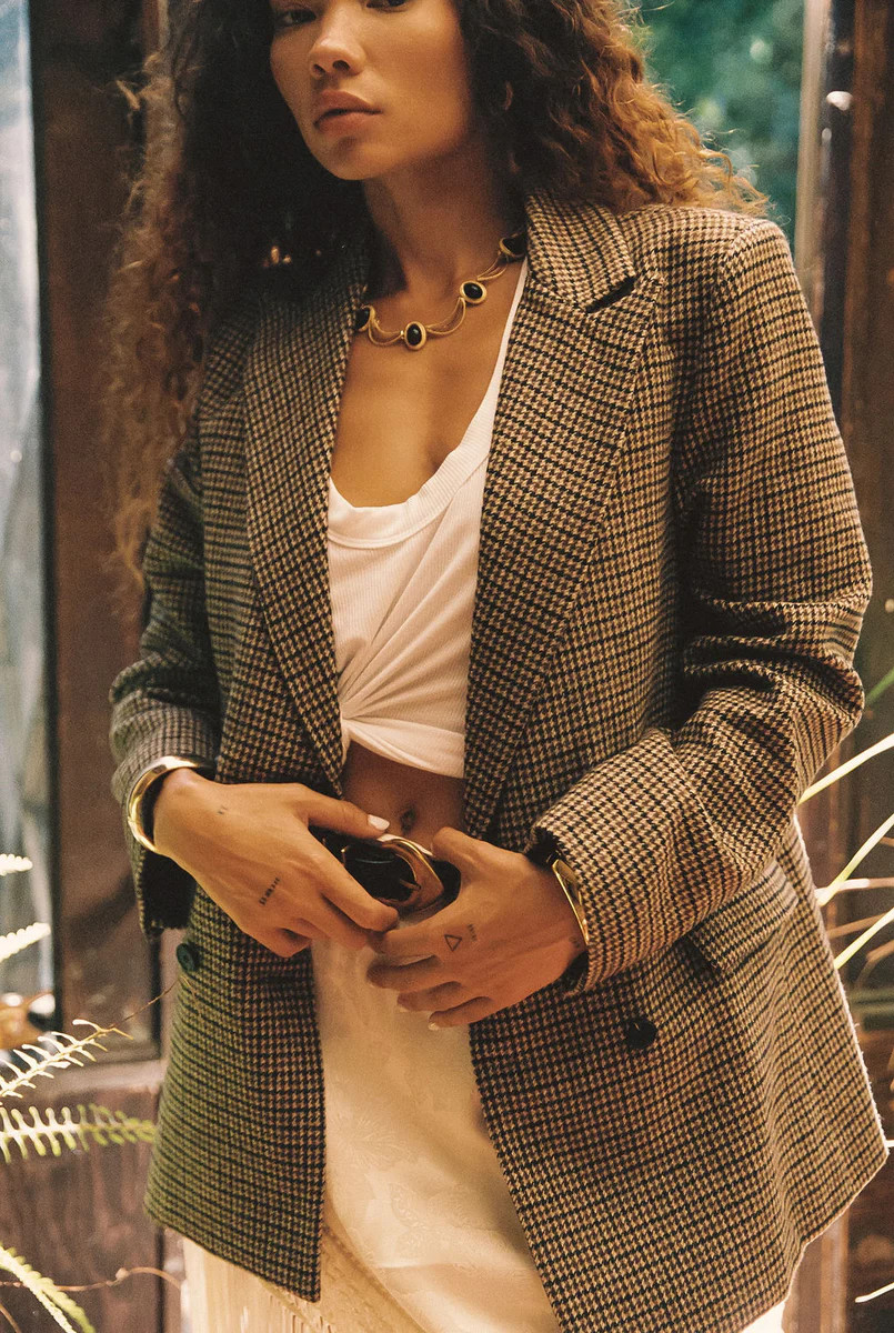 West Village Brown Plaid Blazer | 12th Tribe