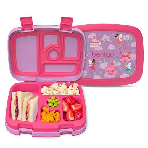 Bentgo Kids Prints Leak-Proof, 5-Compartment Bento-Style Kids Lunch Box - Ideal Portion Sizes for Ages 3-7, Durable, Drop-Proof, Dishwasher Safe, & PFAS & BPA-Free Materials (Fairies) | Amazon (US)