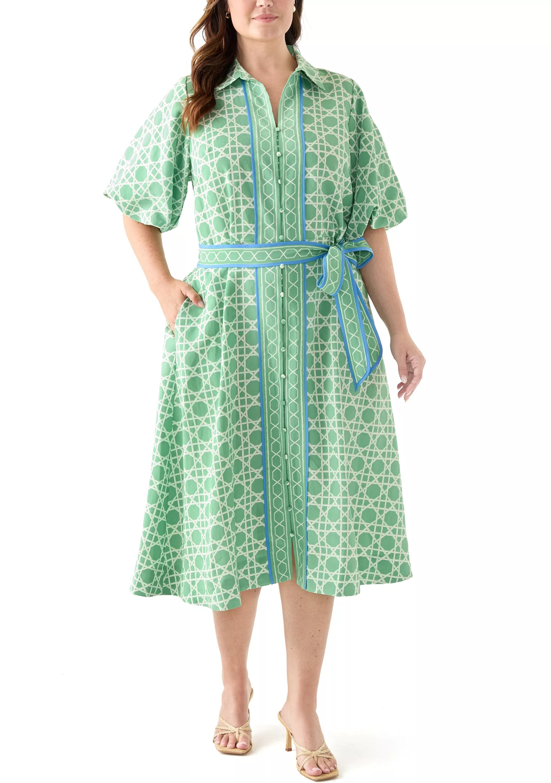 Plus Size Puff Sleeve Printed Maxi Dress | Belk