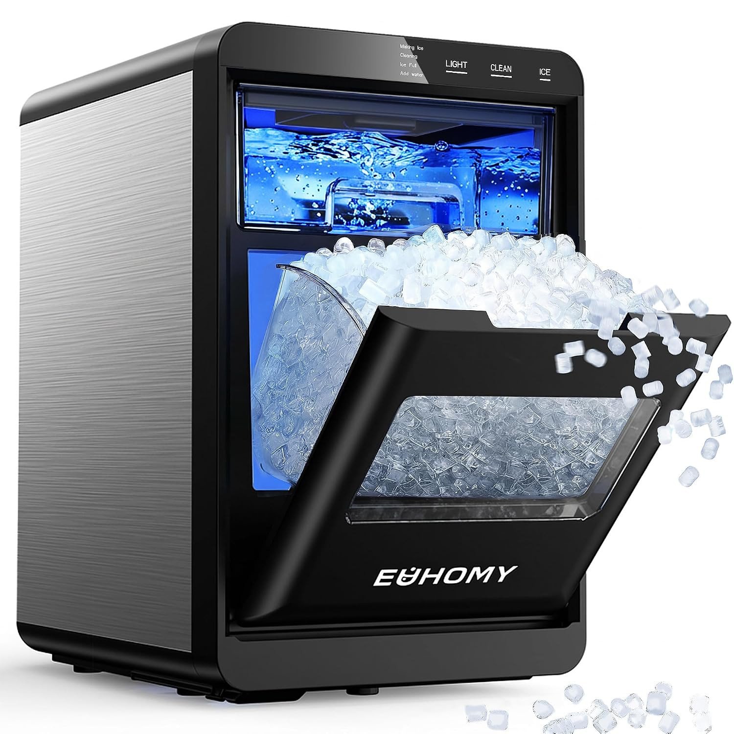 EUHOMY Nugget Ice Maker Countertop, 40Lbs/24H Sonic Ice Maker Machine, Self-Cleaning Pellet Ice Makers with Ice Scoop&Basket, Countertop Pebble Ice Maker for Home/Kitchen/Office | Amazon (US)