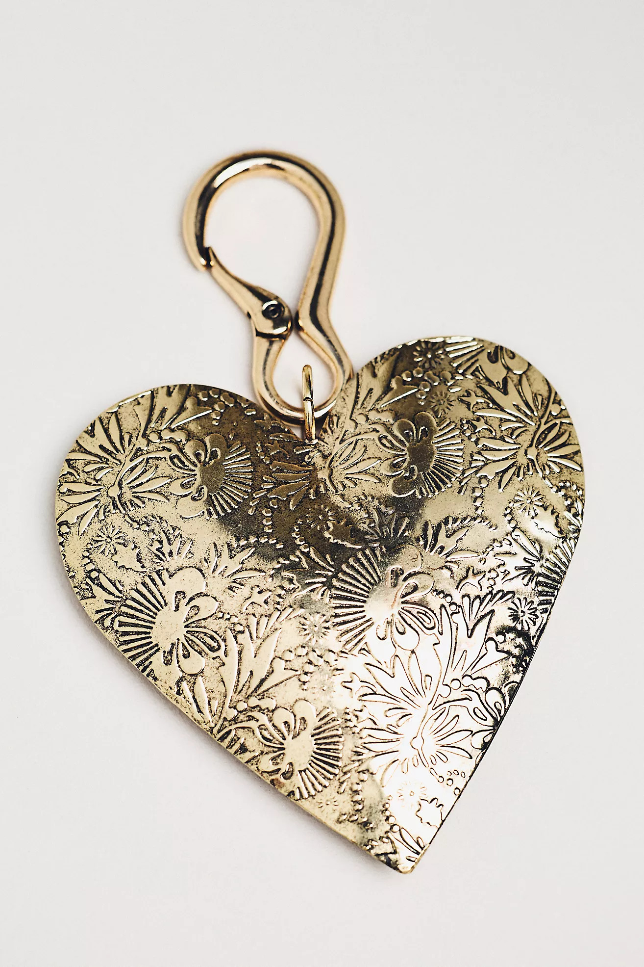 Large Embossed Metal Heart Bag Charm | Anthropologie (US)