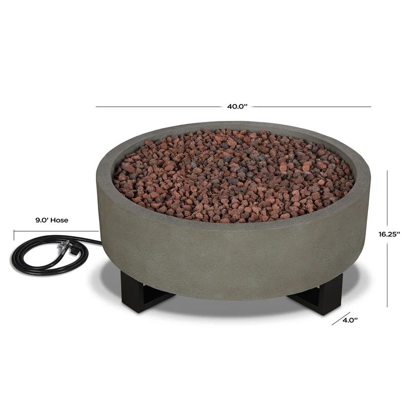 Idledale 40" Round Concrete Propane Outdoor Fire Pit by Real Flame | Wayfair North America