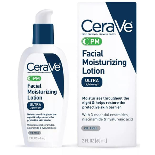 Cerave PM Moisturizing Face Lotion, Lightweight Oil-free Night Cream for all Skin Types, 3 fl oz | Walmart (US)