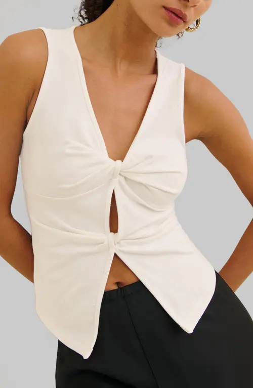 Reformation Tefi Twist Cutout Stretch Organic Cotton Tank in Fior Di Latte at Nordstrom, Size Sma... | Nordstrom