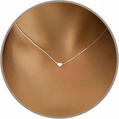 Heart Necklace, 15 - 17 Inch Silver/gold Chain, Dainty Bead Charm, Women's Heart Valentine's Gift Silver Standard | Target