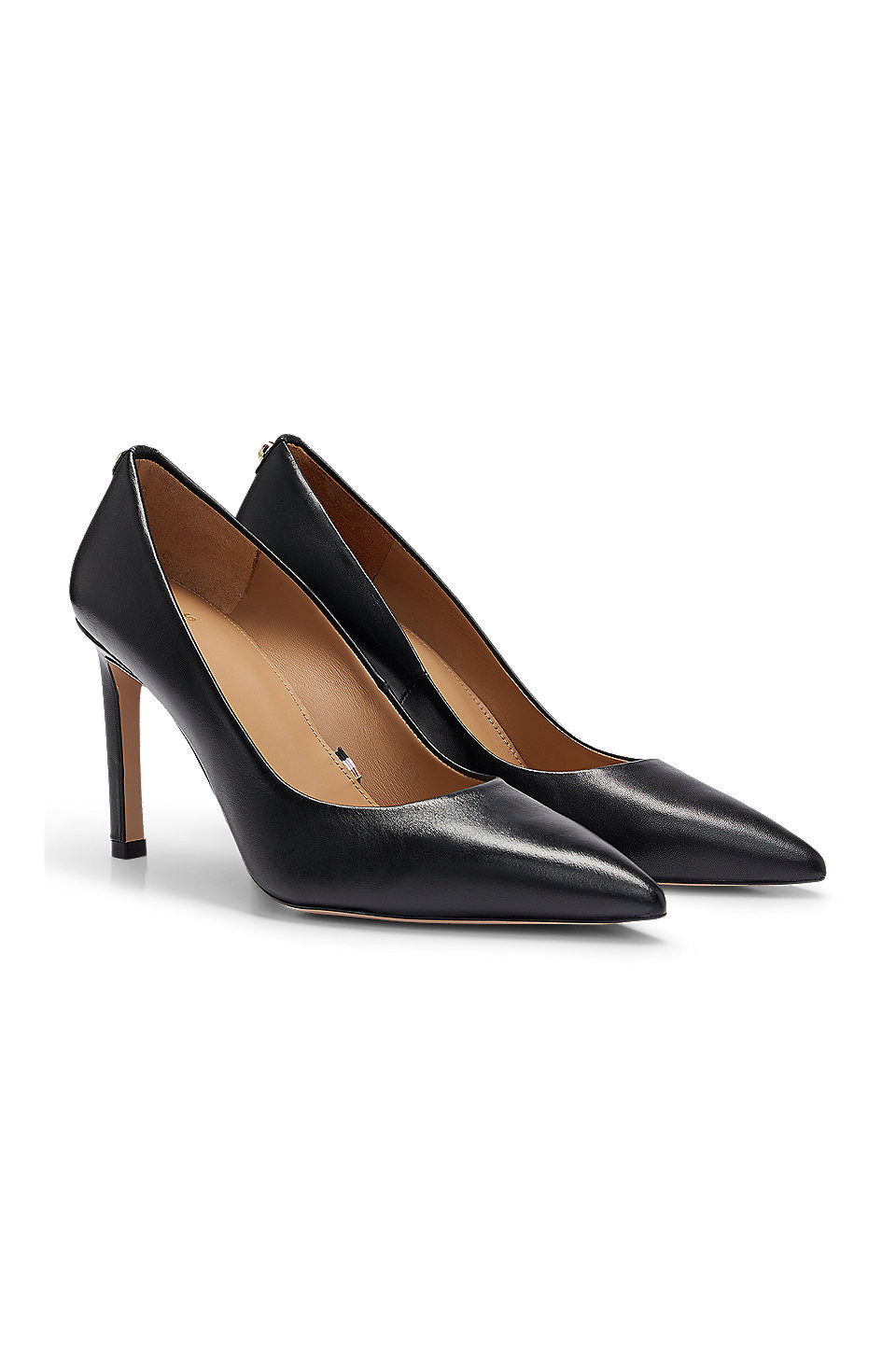 Pumps aus Leder mit spitzer Kappe und hohem Absatz | Hugo Boss DE