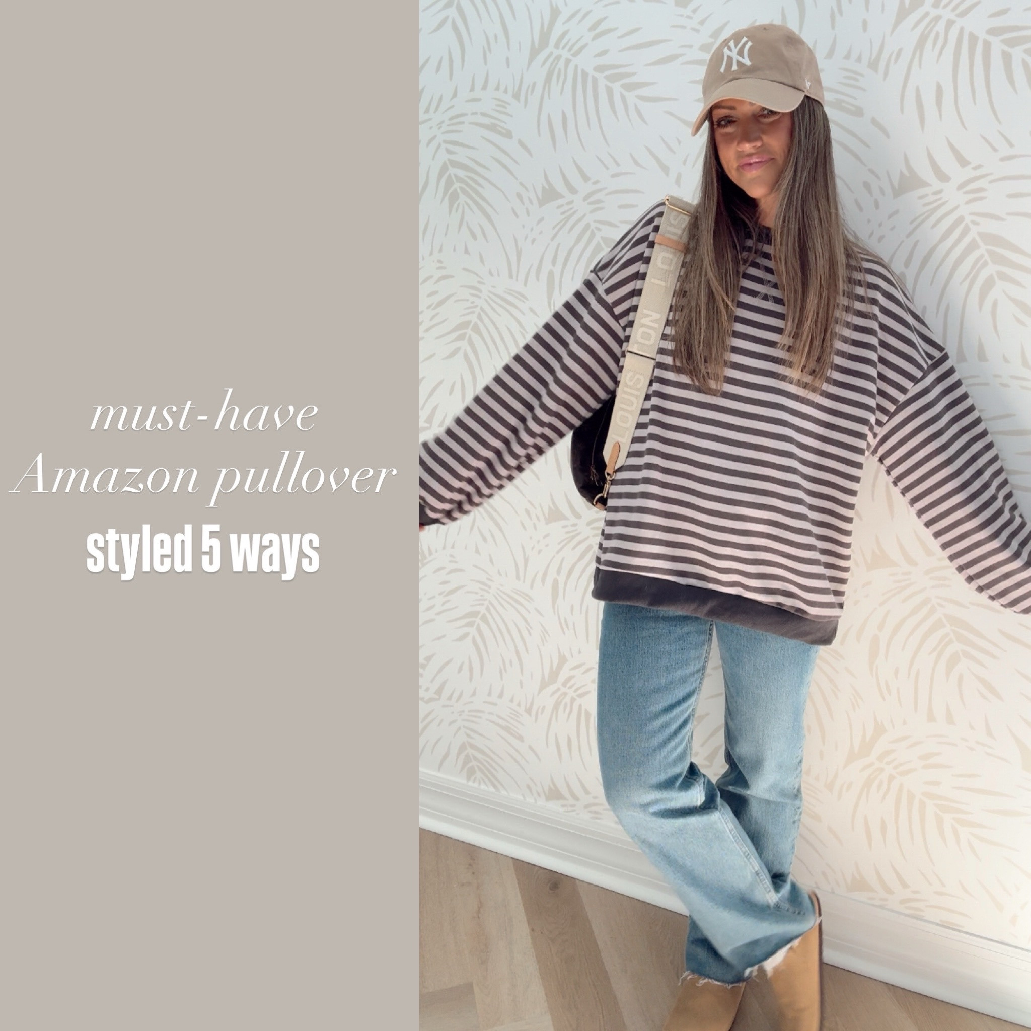 5 ways to style my fave amazon sweatshirt! I’m wearing my true size small. I LOVE how oversized this is & that it doesn’t cling to the booty! It’s a FP look for less that Amazon did an amazing job with. I’ve sent several of these lookalike back because they don’t feel good but this one feels wonderful! Soft and lightweight enough to wear as a transition piece into spring. Wear it cozy now with jeans or sweatpants and later with sandals! So many ways to wear.. def grab more than one color!