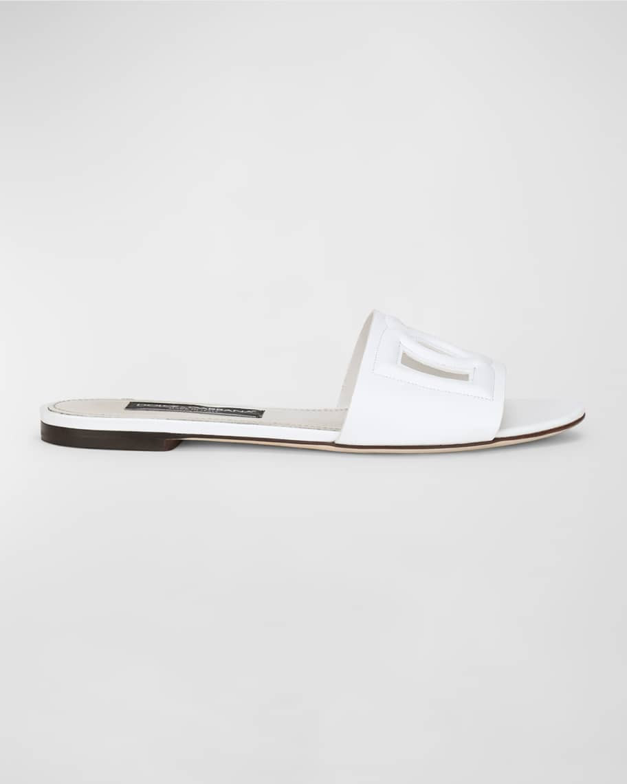 Dolce&Gabbana Cutout DG Flat Slide Sandals | Neiman Marcus