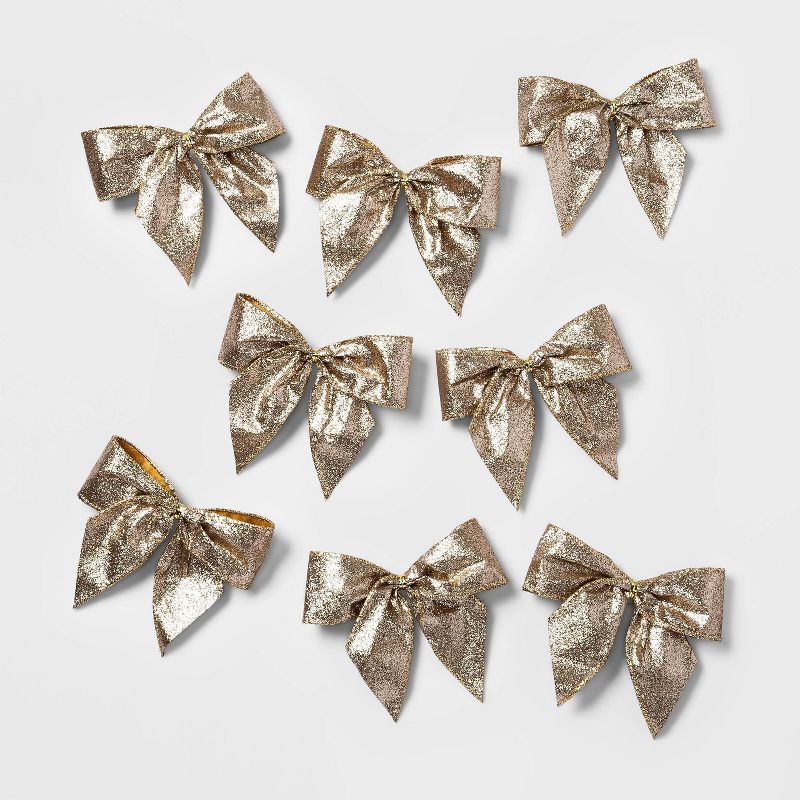 8ct 4.5in Glitter Christmas Bow Champagne - Wondershop™ | Target