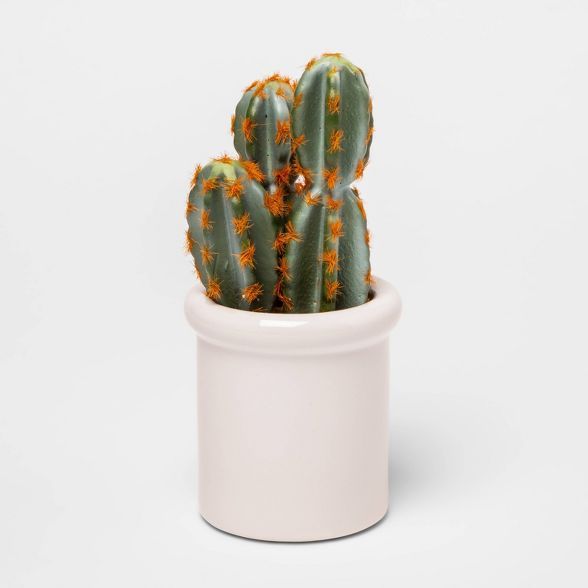 8.5" x 3.2" Artificial Cactus in Ceramic Pot White - Threshold™ | Target