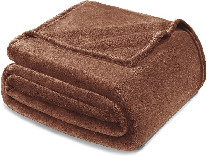 Exclusivo Mezcla Soft Fleece Blanket Queen Size for Bed, Brown | Amazon (US)