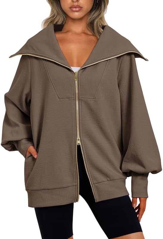 EFAN Womens Oversized Zip Up Sweatshirts Winter Jackets Coats Outfits for Women Fall Fashion 2023... | Amazon (US)