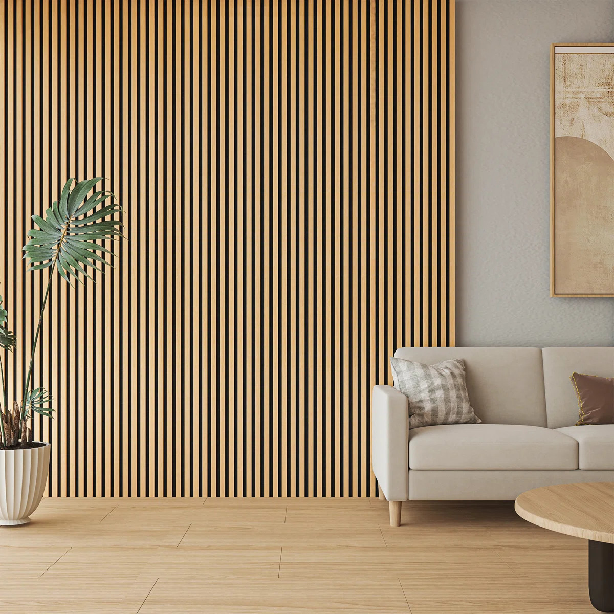 4Pcs 94.5'' L x 7.9'' W Acoustic Wood Wall Paneling,3D Decorative Soundproof Slat Panels for Wall... | Wayfair North America