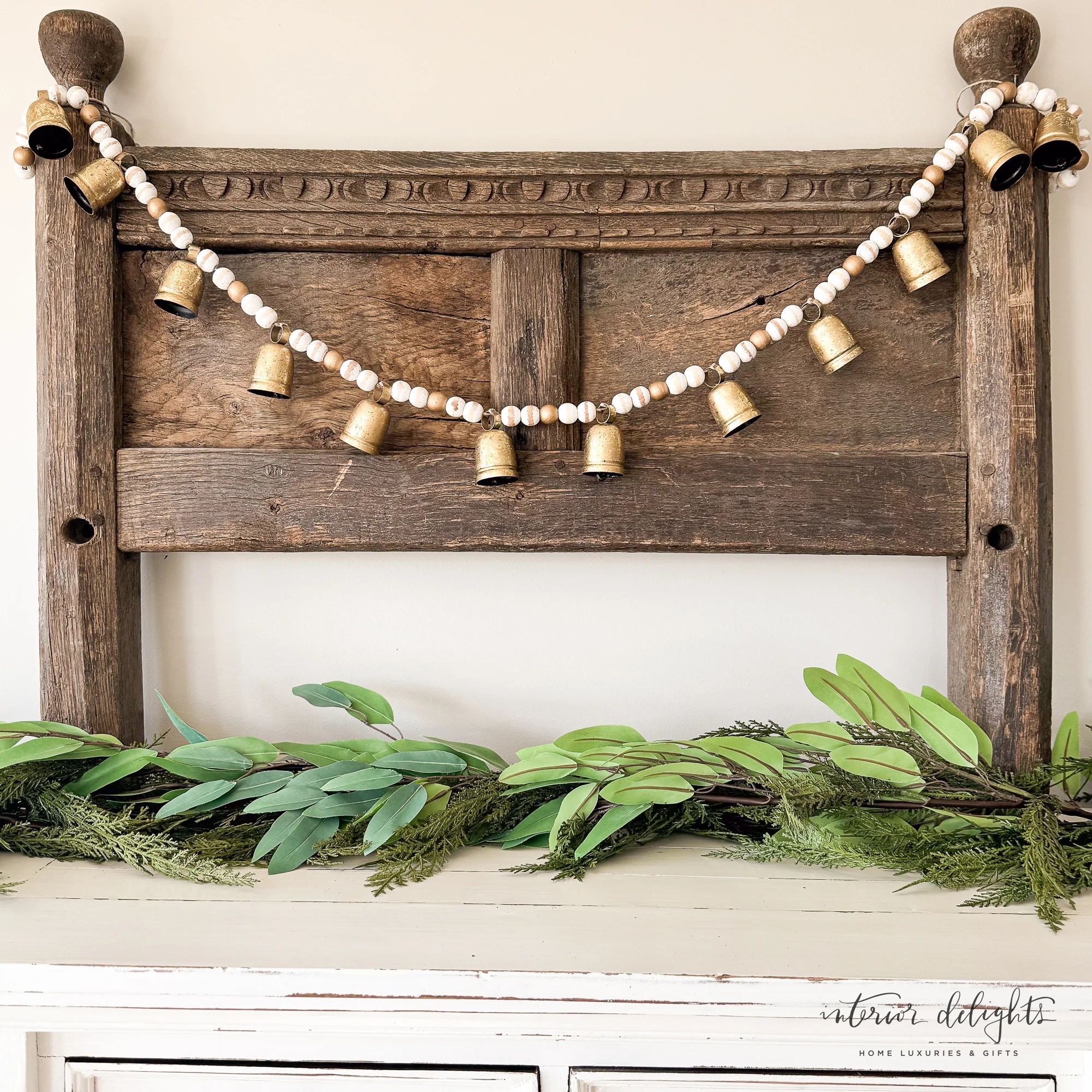 Gold Bead and Bell Garland | Interior Delights