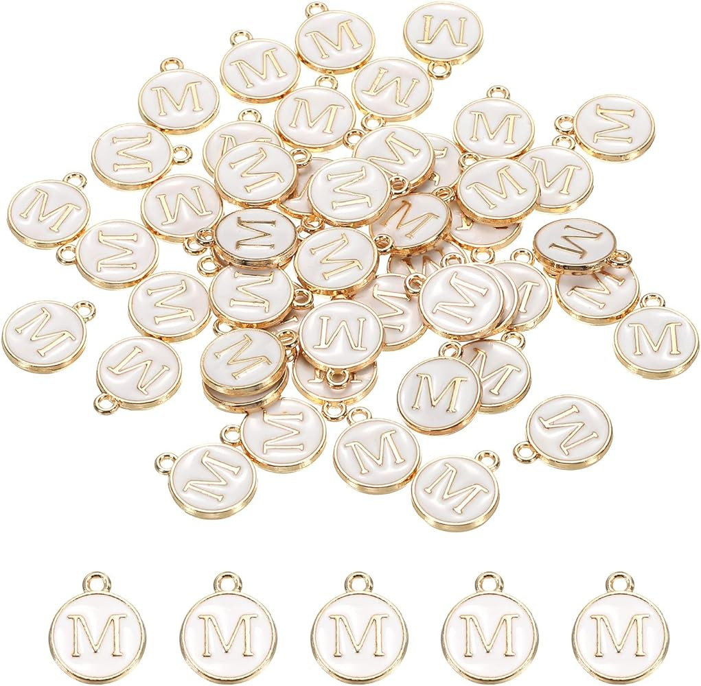 MECCANIXITY Alphabet Letter Charm Double Sided Alphabet Pendant, for Necklace Bracelet Earring Jewelry Making | Amazon (US)