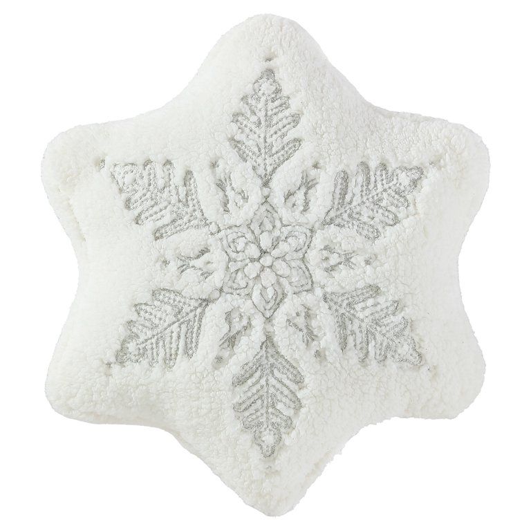 Mainstays, Snowflake Shape Decorative Throw Pillow, Ivory, 16" X 16", 1 Pack - Walmart.com | Walmart (US)