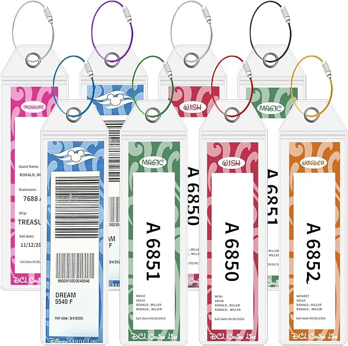 DCL Cruise Luggage Tag Holders, 8 Pack Zip Seal Clear Cruise Luggage Tag Holder with Steel Loops ... | Amazon (US)
