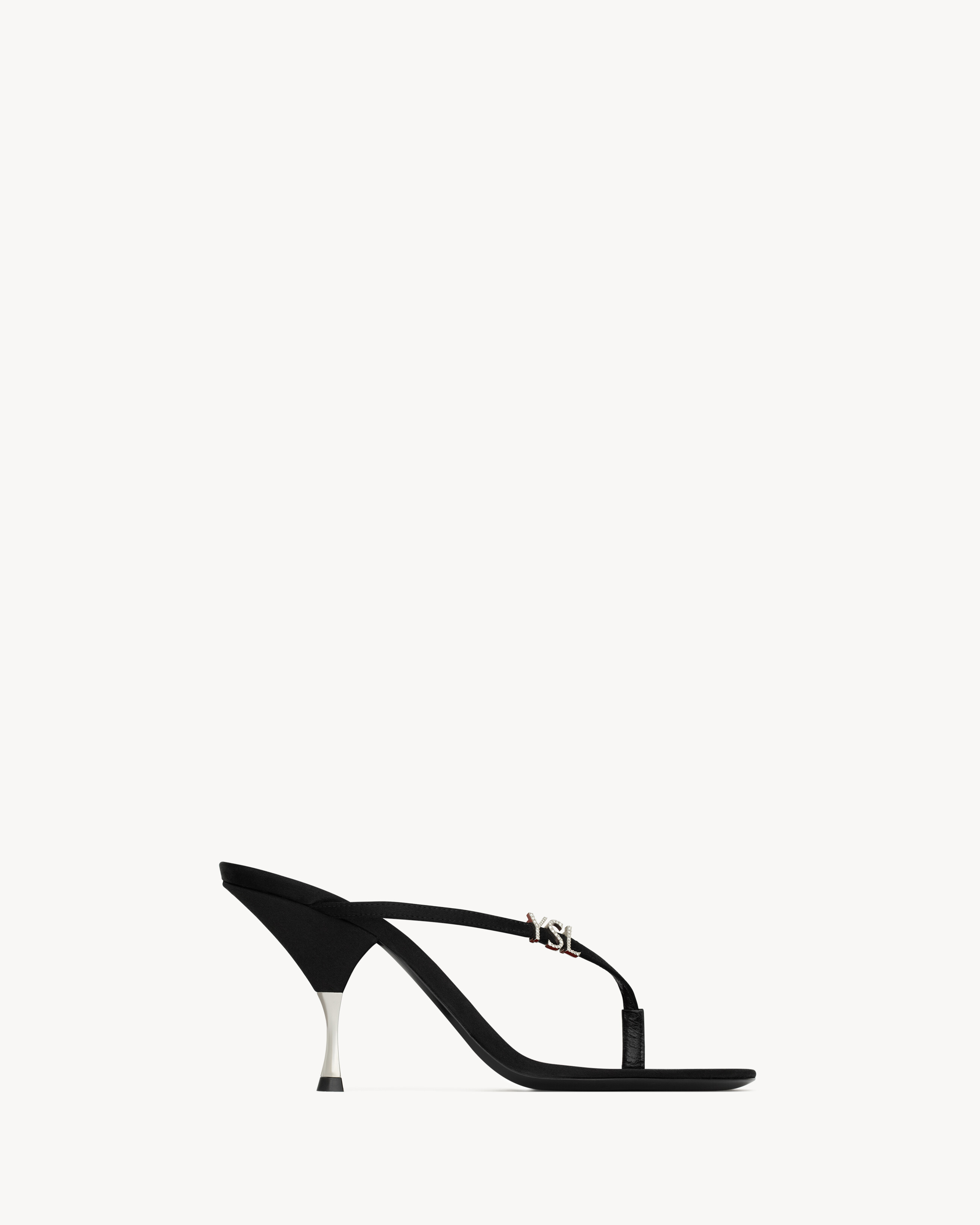 Saint Laurent Jerry Mules In Satin Crepe And Rhinestones - Black - Women - 38.5 | Saint Laurent Inc. (Global)
