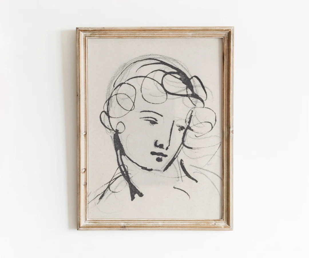 Portrait Sketch | Vintage Visage Ink Drawing | Person Line Drawing | Black and White | Digital Do... | Etsy (US)