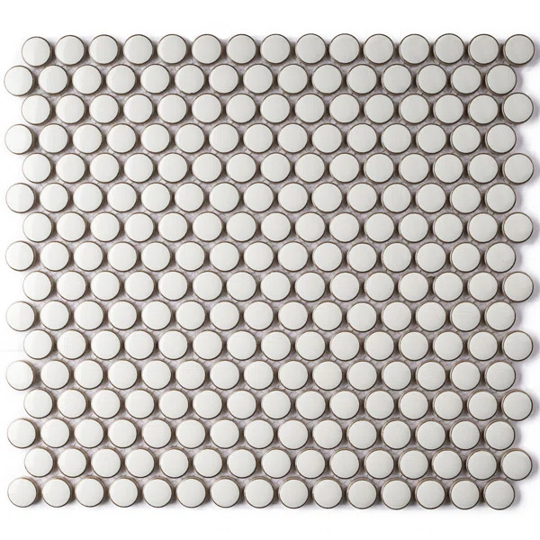 0.8" x 0.8" Porcelain Penny Round Mosaic Wall & Floor Tile (Set of 10) | Wayfair North America