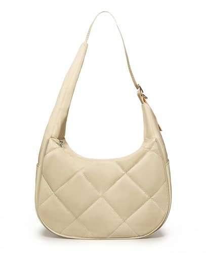 Behaesty Small Crescent Shoulder Bag for Women, Cute Lightweight Puffer Nylon Purse, Everyday Handbag with Adjustable Strap | Amazon (US)