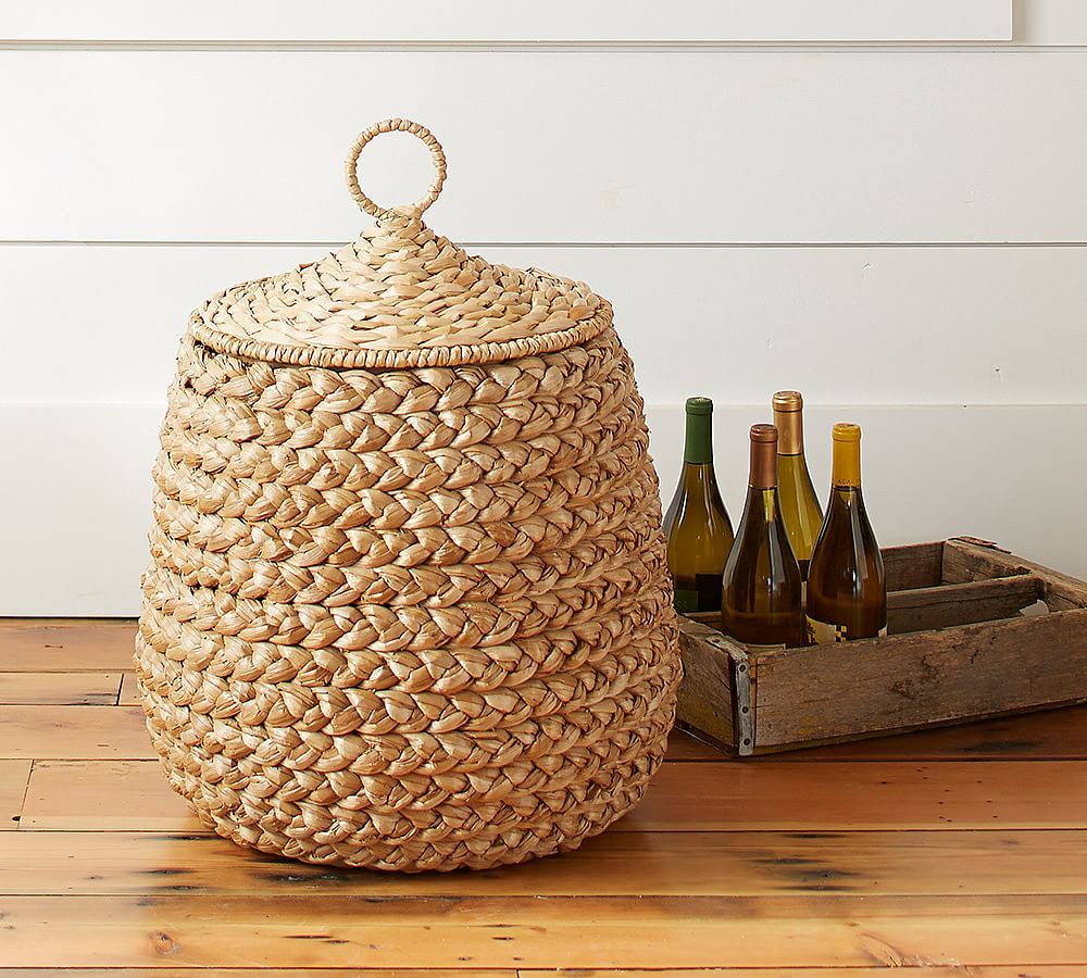 Beachcomber Handwoven Seagrass Lidded Tulip Basket | Pottery Barn (US)