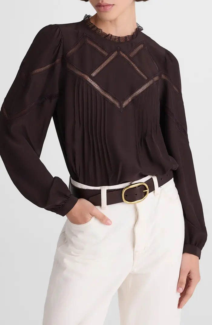 Lace Insert Mock Neck Long Sleeve Top | Nordstrom