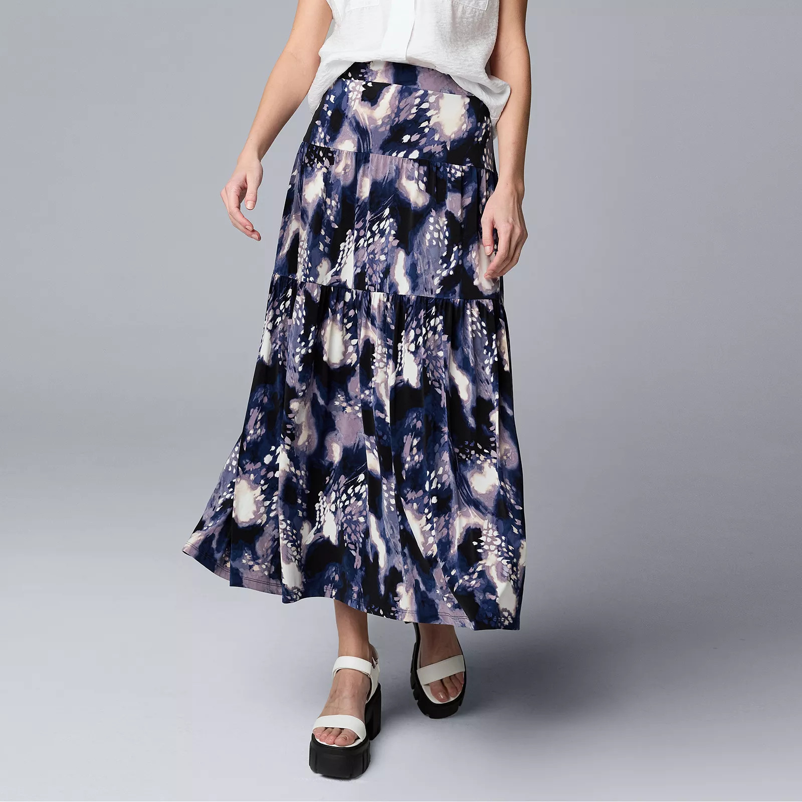 Women's Simply Vera Vera Wang Tiered Knit Maxi Skirt | Kohl's