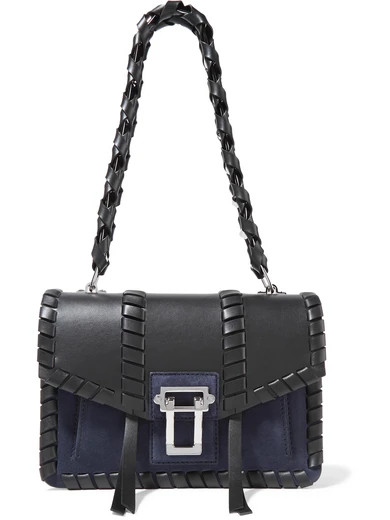 Proenza Schouler - Hava Whipstitched Leather And Suede Shoulder Bag - Black | NET-A-PORTER (UK & EU)
