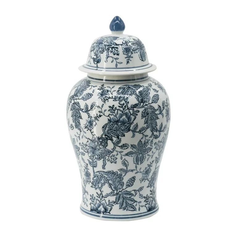 A&B Home Chinoiserie Ginger Jar with Handled Lid - 18" - Blue, White Finish | Walmart (US)