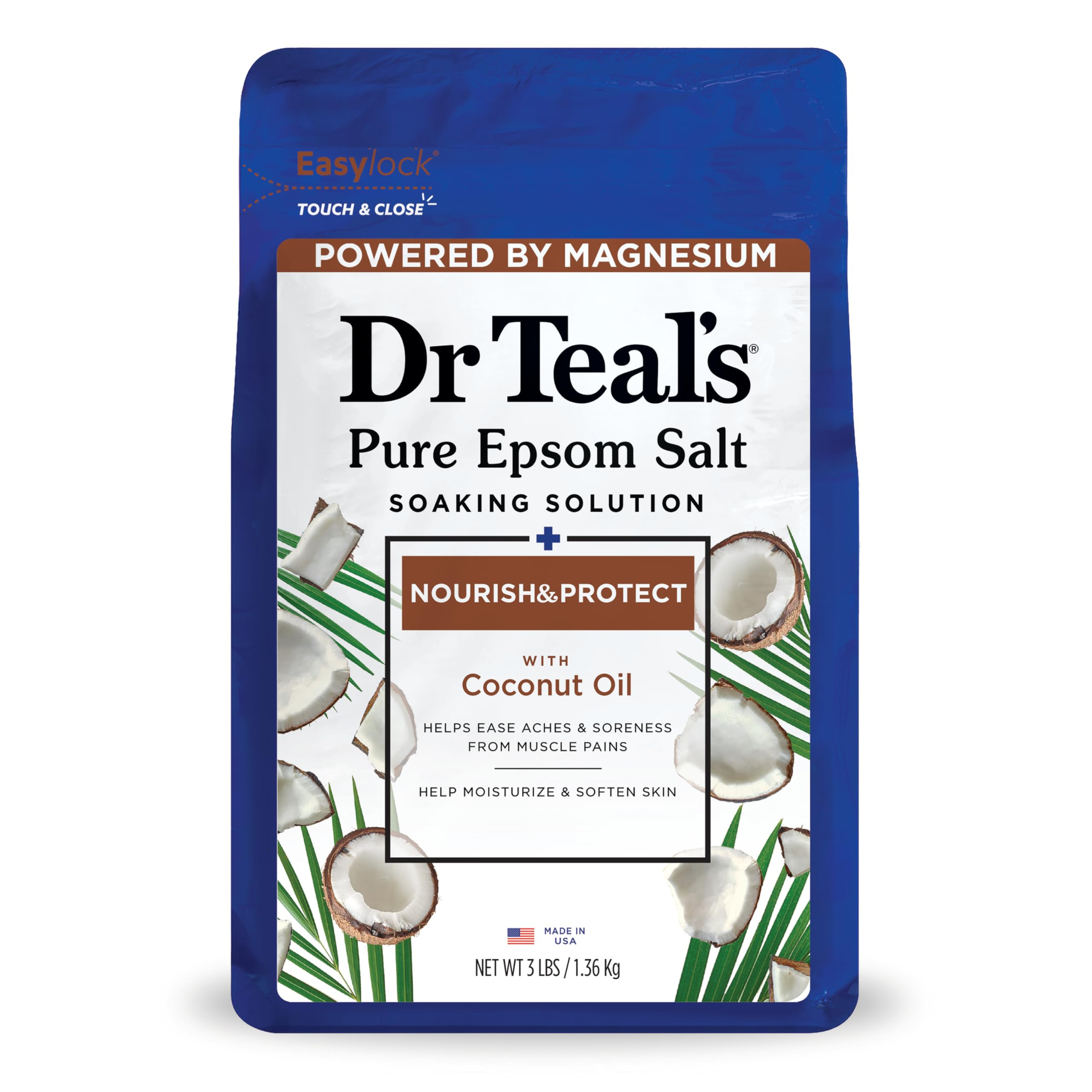 Dr Teal's Salt Soak with Pure Epsom Salt, Nourish & Protect with Coconut Oil, 3 lbs | Amazon (US)