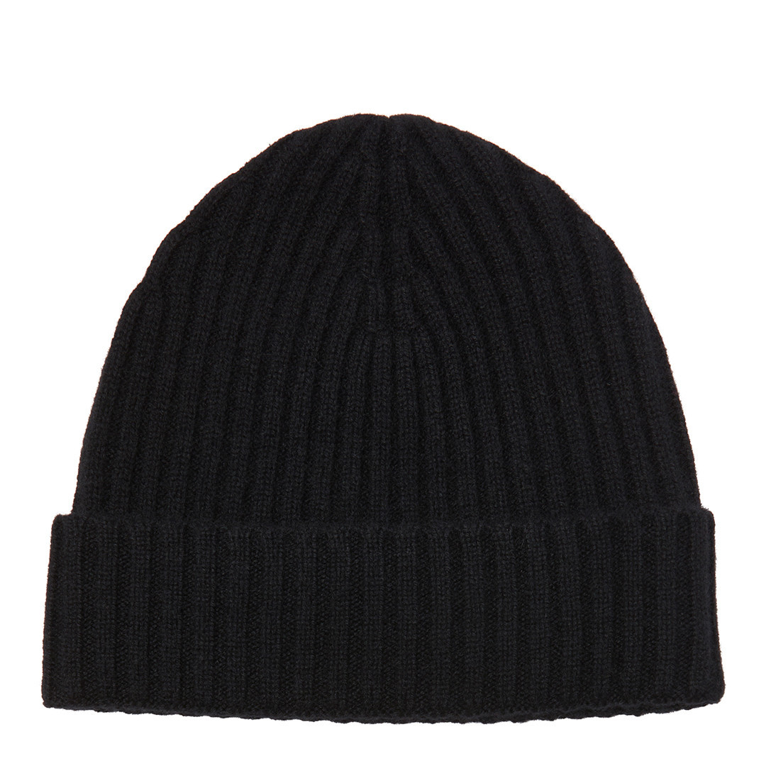 Black Ribbed Cashmere Beanie | BrandAlley