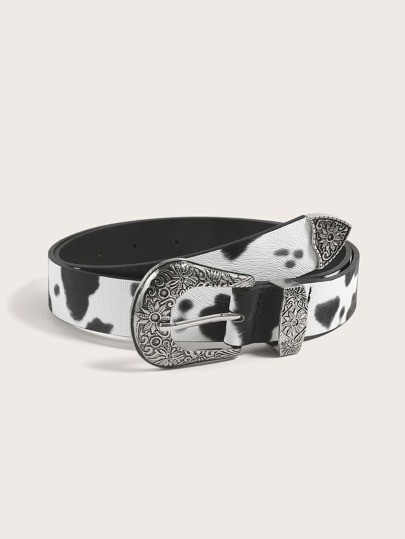 SHEIN X Stagecoach Cow Pattern Western Belt | SHEIN