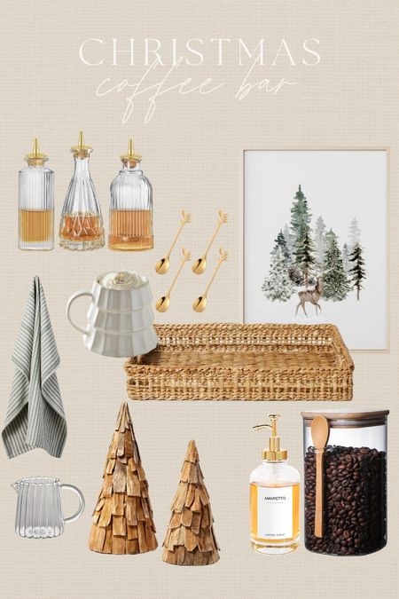 Christmas coffee bar ideas #christmascoffeebar #christmascoffeestation #christmascoffee #syrupbottle #coffeebar #christmasmug #amazon #target 

#LTKHoliday #LTKhome #LTKunder50