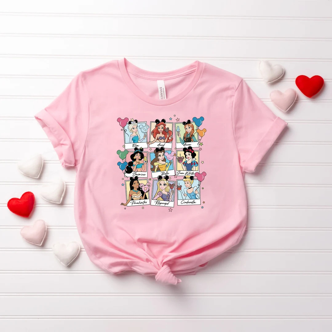 Retro Disney Princess Polaroid Girls Shirt, Disney Birthday Shirt, Christmas Gift, Birthday Gift,... | Etsy (US)