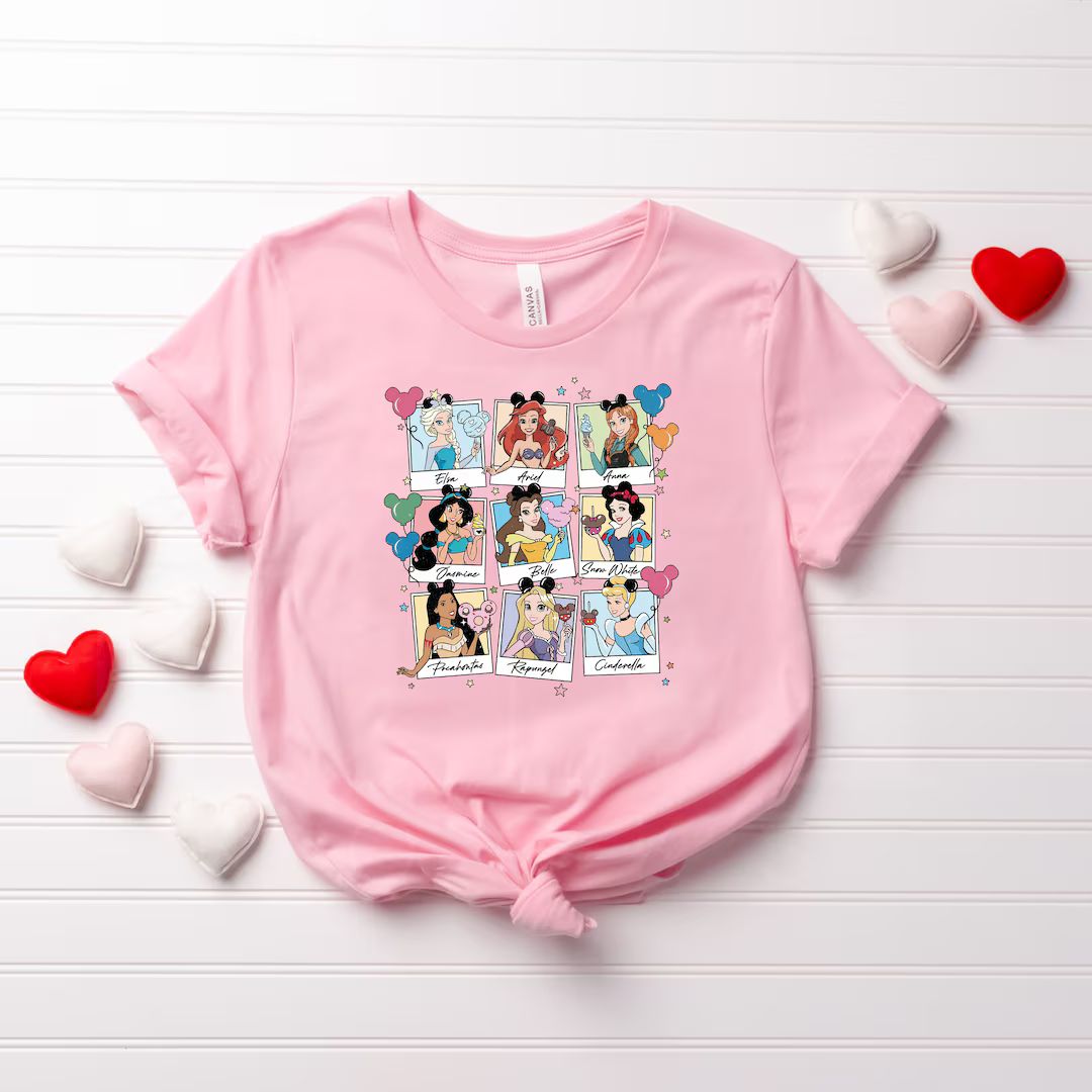 Retro Disney Princess Polaroid Girls Shirt, Disney Birthday Shirt, Christmas Gift, Birthday Gift,... | Etsy (US)
