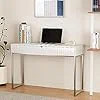 White Vanity Desk With 2 Drawers, Gold And White Desk,Home Office Desk Modern Makeup Vanity Table, Entryway Console Table, Sofa Table (Deluxe Leg) | Wayfair North America