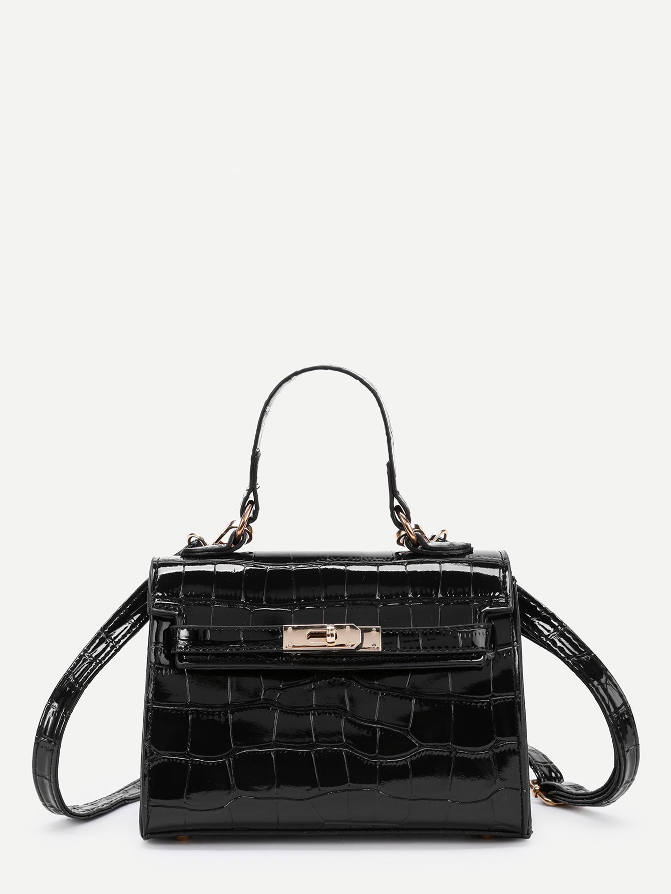 Crocodile Print PU Shoulder Bag | SHEIN