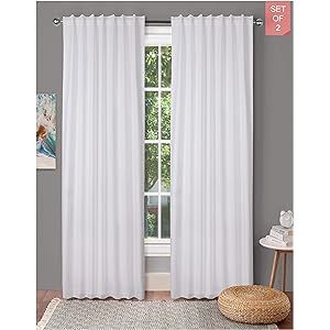Window Panels Set of 2,Cotton Curtains inTextured Fabric 50x96 -White,Farm House Curtain,Tab Top Cur | Amazon (US)