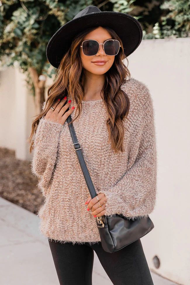 Whisper My Dreams To You Taupe Sweater | The Pink Lily Boutique
