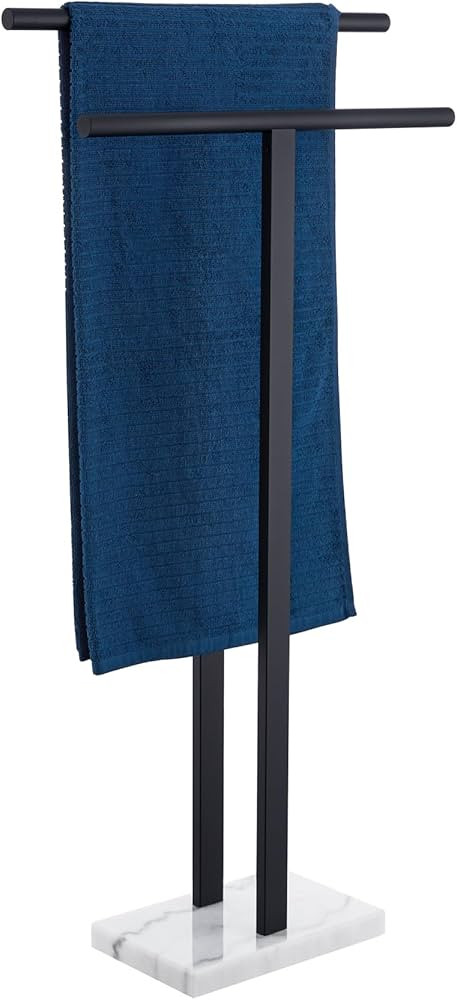KOKOSIRI Free Standing Towel Racks Matte Black 2-Tier Towel Holder for Bathroom Floor Stand with ... | Amazon (US)