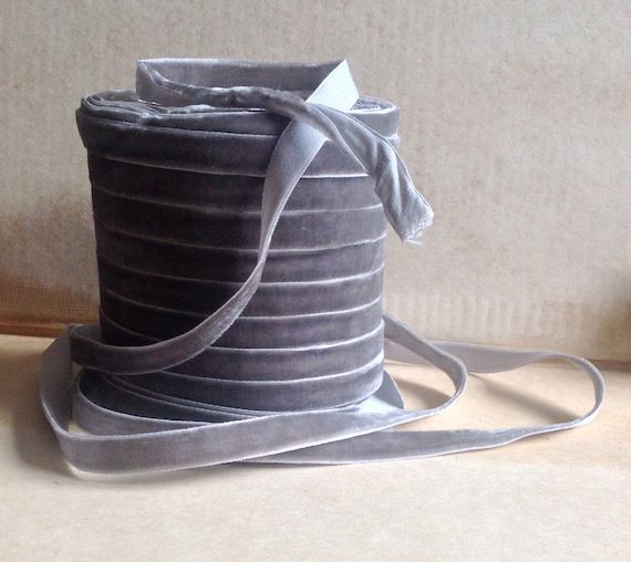 two yards of pewter grey 3/8" velvet ribbon | Etsy (US)