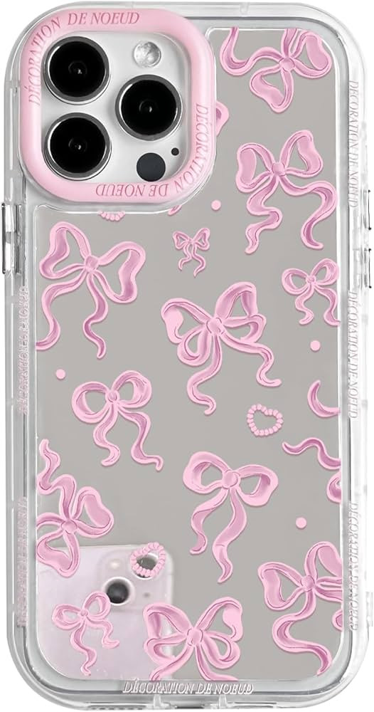 NITITOP Compatible with iPhone 13 Pro Case Cute Mirror Bow Love Heart Pattern for Women Girls Rib... | Amazon (US)
