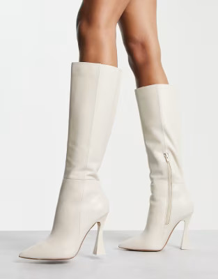 ALDO Vonteese knee high boots in white leather  | ASOS | ASOS (Global)