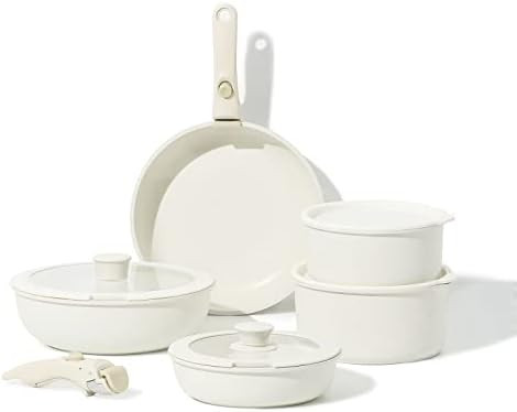CAROTE 11 Piece Nonstick Cookware Sets, Granite Non Stick Pots and Pans Set with Removable Handle... | Amazon (US)